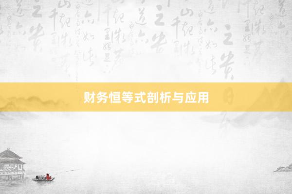 财务恒等式剖析与应用